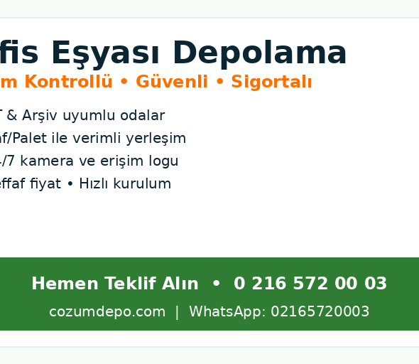 Ofis Eşyası depolama